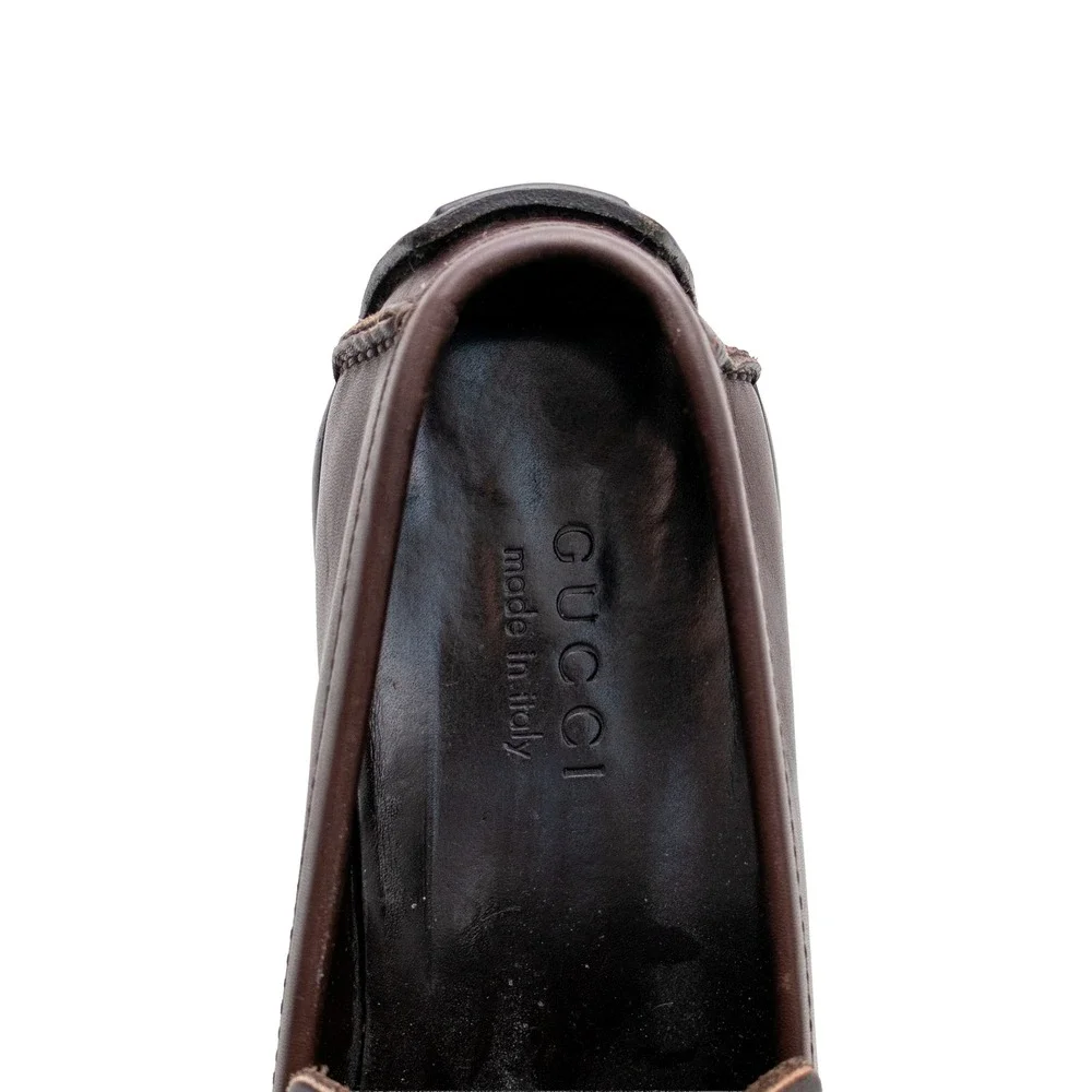 Gucci Horsebit Driving Loafers Brown Leather Moccasins Men's UK 8.5 US 9.5